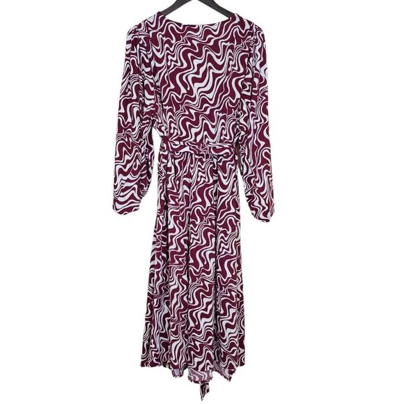 Ava & Viv Faux Wrap Balloon Sleeve Belted Midi Dress Size 3X - Picture 2 of 8